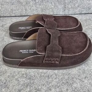 Project Cloud 506 Foamy Mens 9 Dark Brown Genuine Suede Memory Foam Clogs Mules